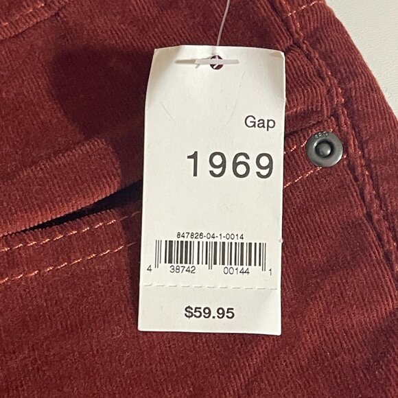 NWT GAP 1969 Sateen Corduroy Brown/Orange Leggin Jeans, Size 32/14 R - Picture 5 of 15